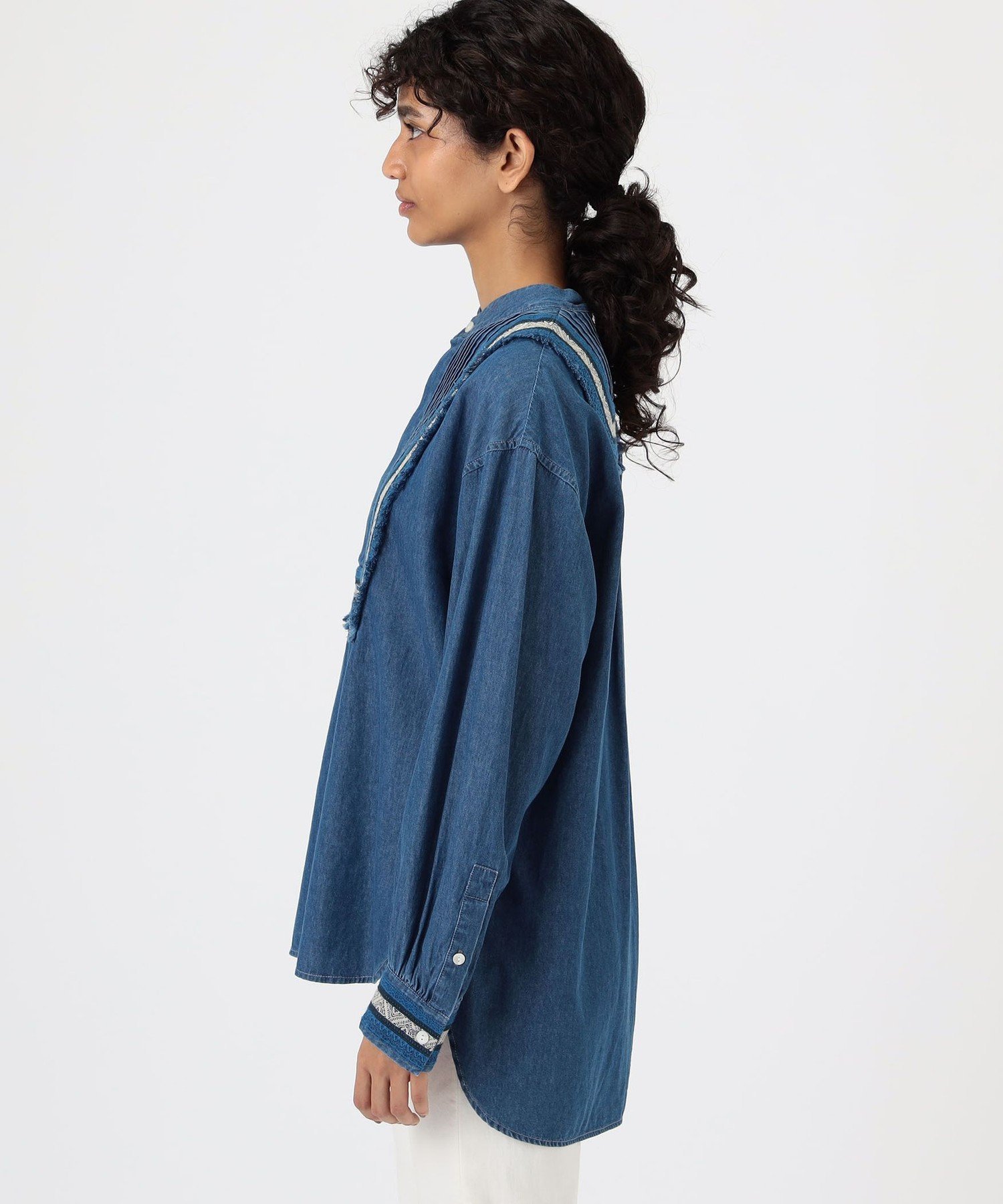 TOMORROWLAND｜ラインエンブロイダリー ピンタックシャツ | Rakuten