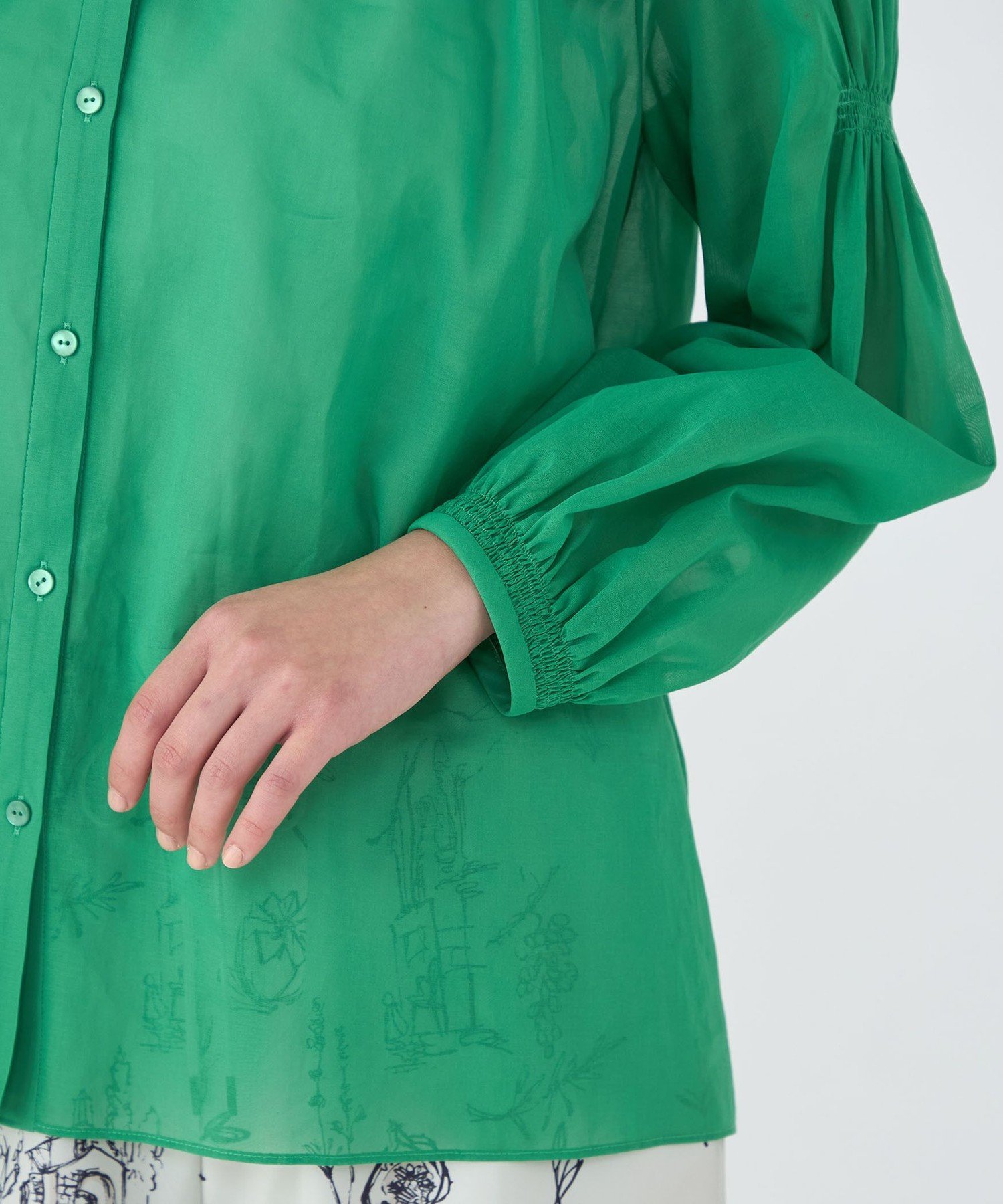 TOMORROWLAND｜シャイニーオーガンジー シャーリングブラウス