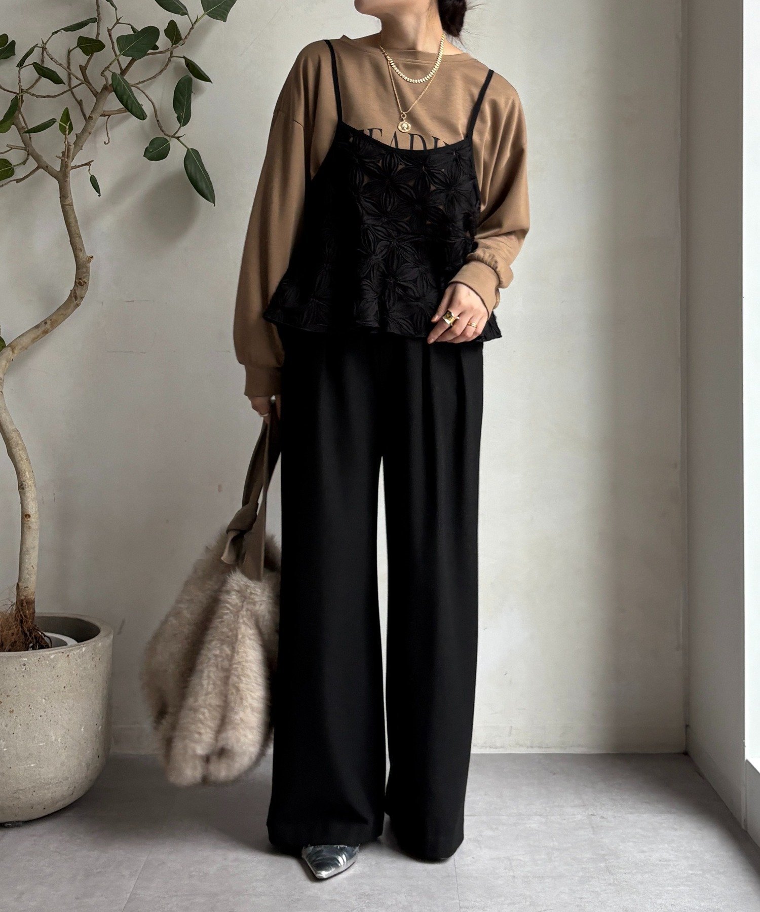 DOUDOU｜【WEB限定】チュールフラワーキャミ | Rakuten Fashion(楽天