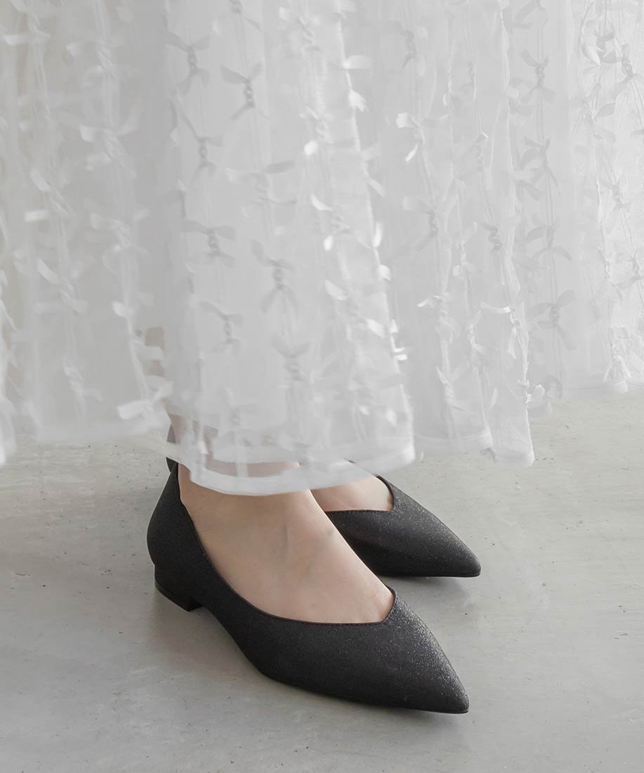 RANDA｜2WAY リボンラメフラットパンプス | Rakuten Fashion(楽天