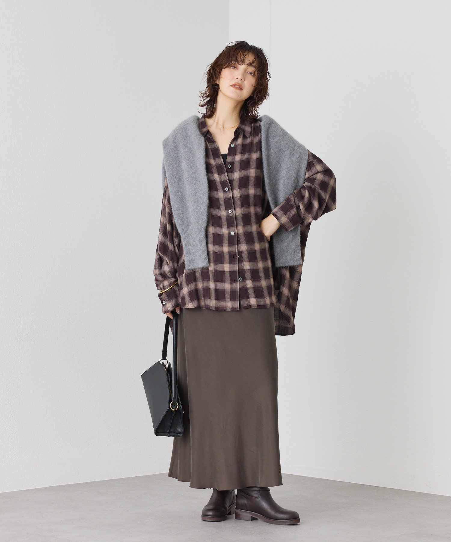 RIVE DROITE｜ウォッシュドチェックワイドシャツ | Rakuten Fashion