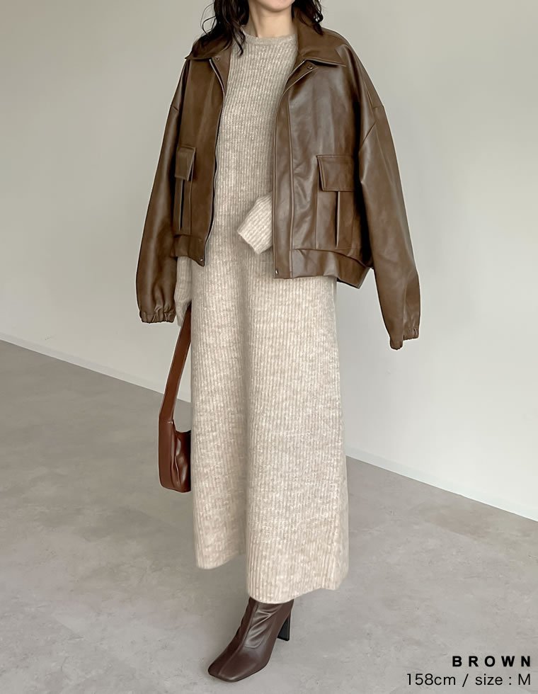 Re:EDIT｜フェイクレザージップブルゾン | Rakuten Fashion(楽天