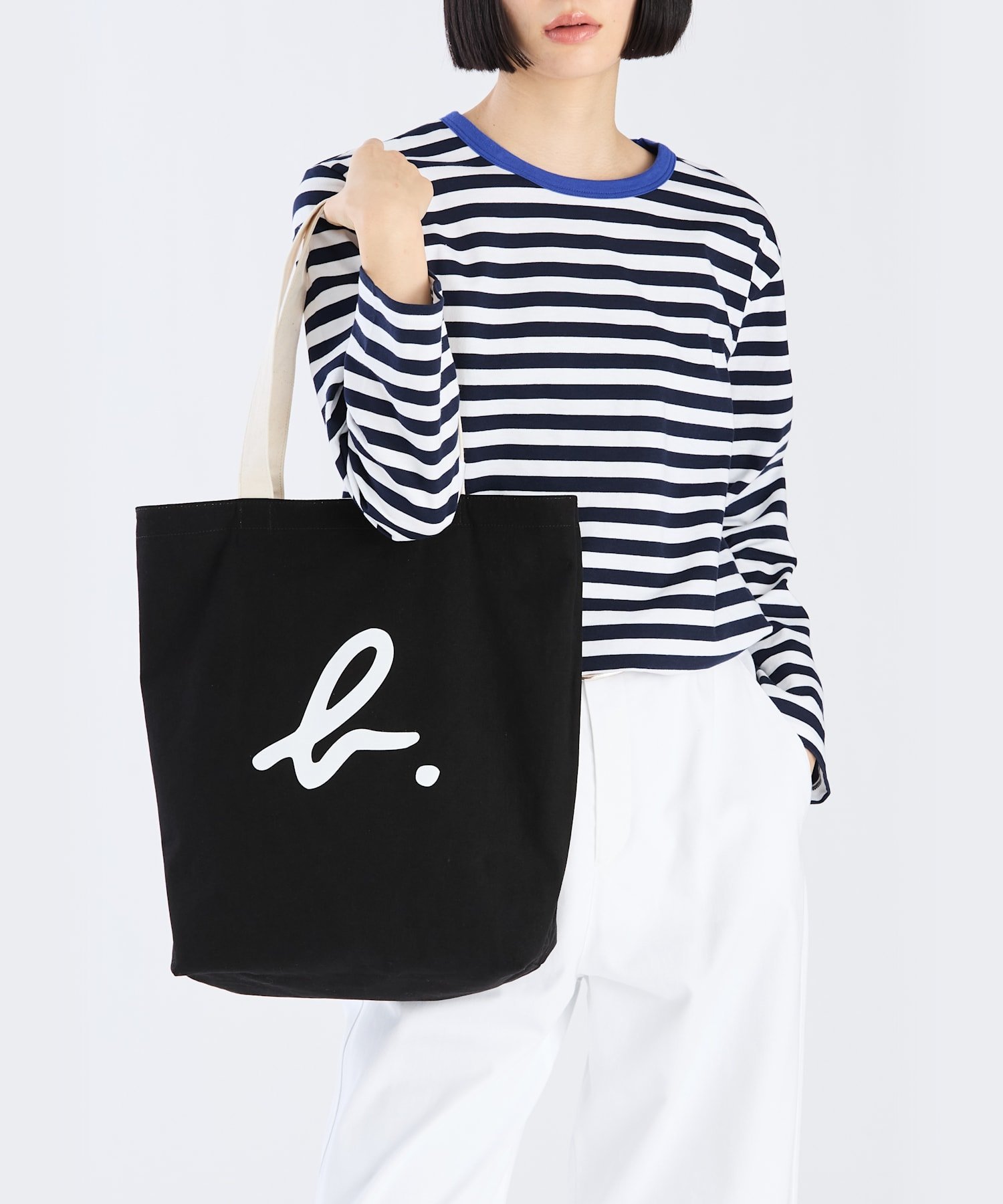agnes b.｜ロゴ コットン リバーシブル トートバッグ 