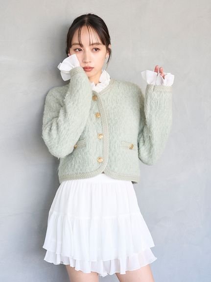 SNIDEL｜ファーライクフリルニットジャケット | Rakuten Fashion(楽天