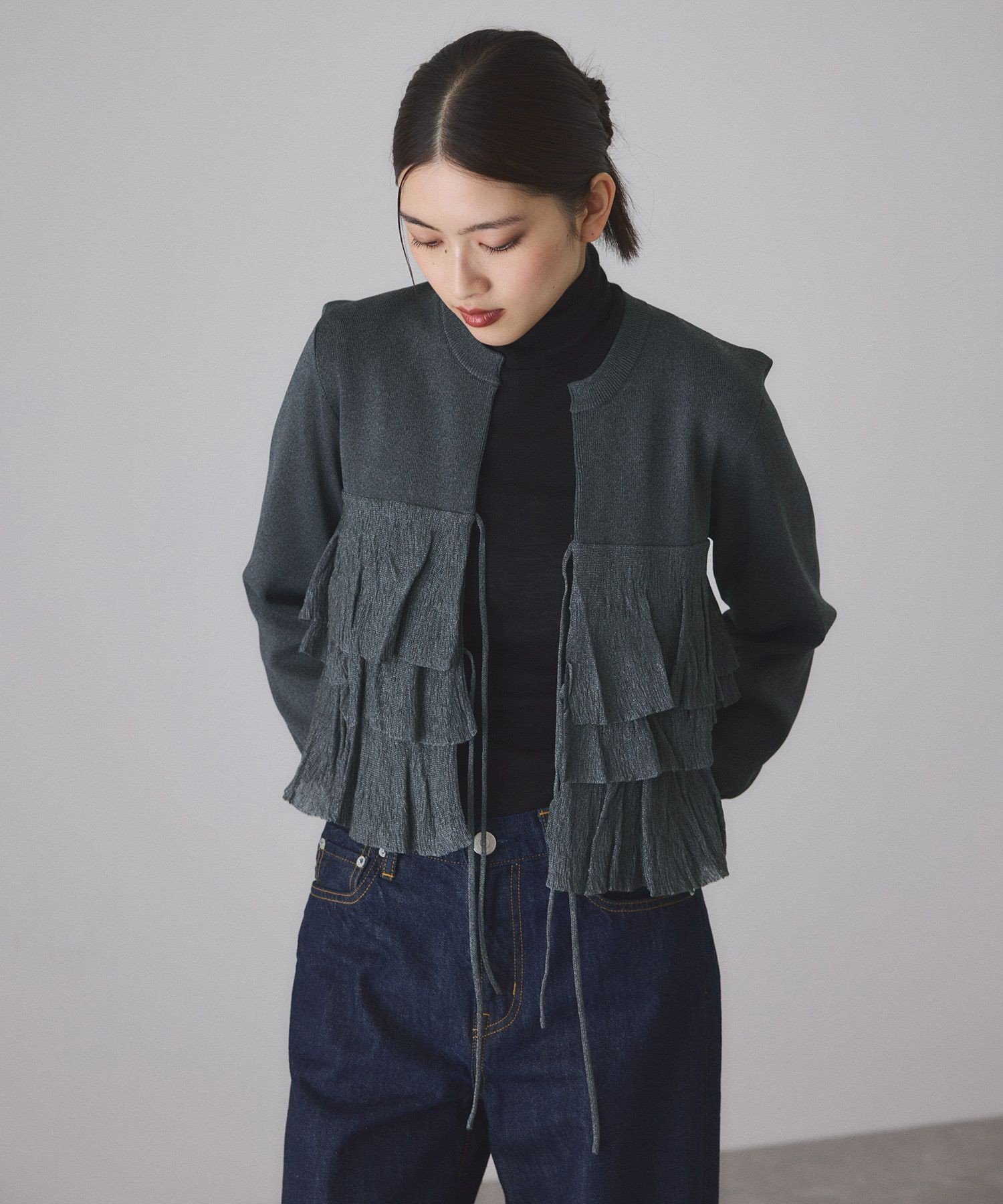 ADAM ET ROPE'｜【サステナブル】フリルカーディガン | Rakuten