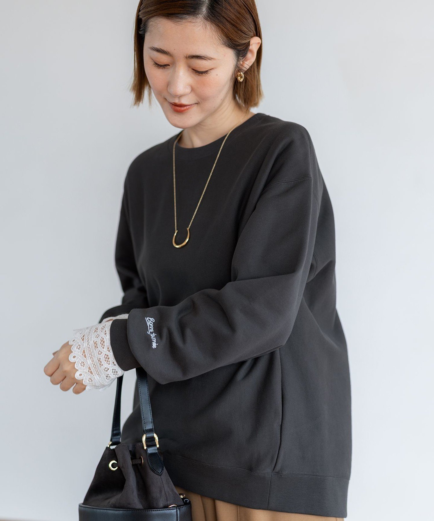 23区｜【洗える】ナチュラルコットンベア レースレイヤード カットソー