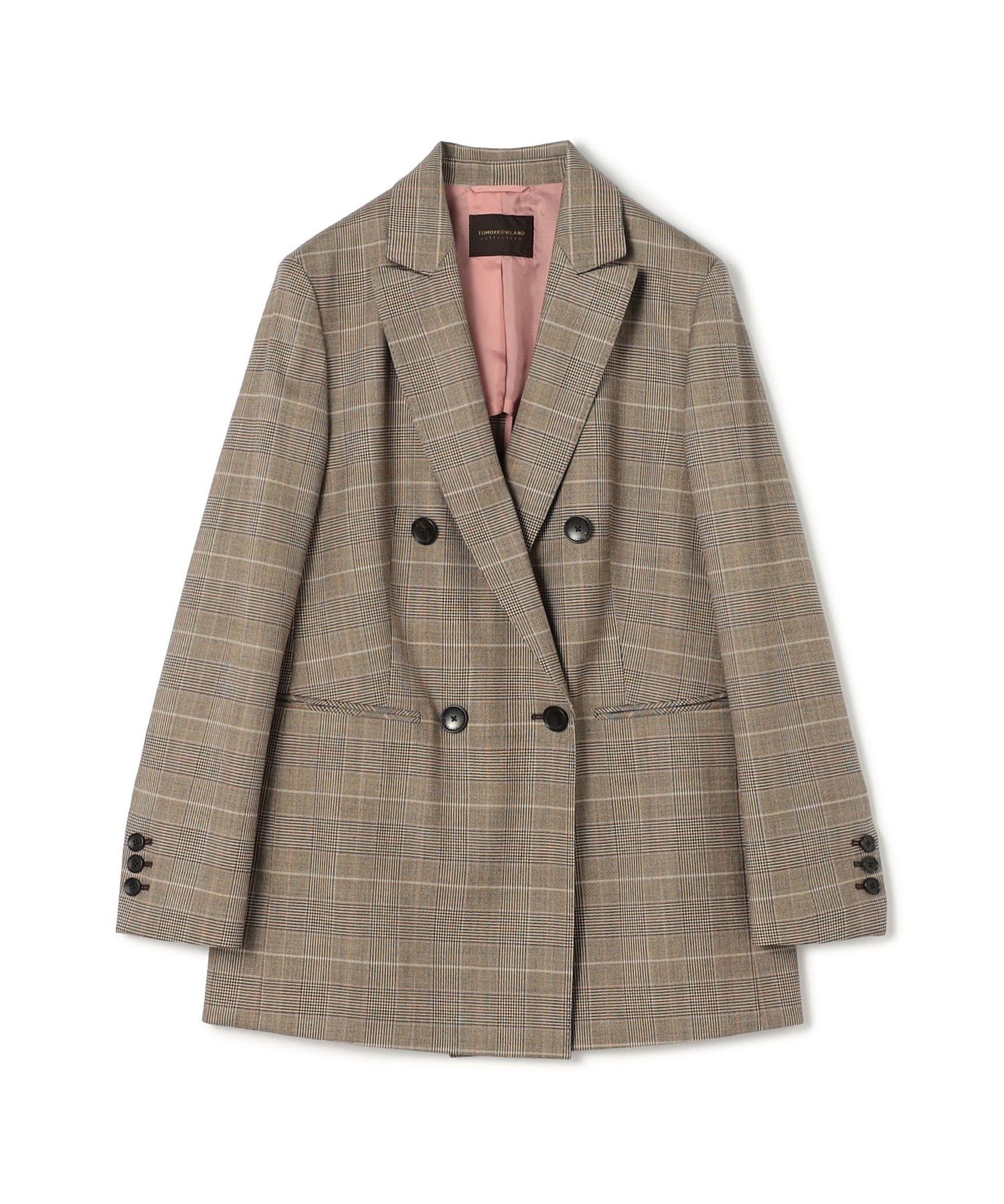 TOMORROWLAND｜バーガンディーグレンチェック ダブルブレスト