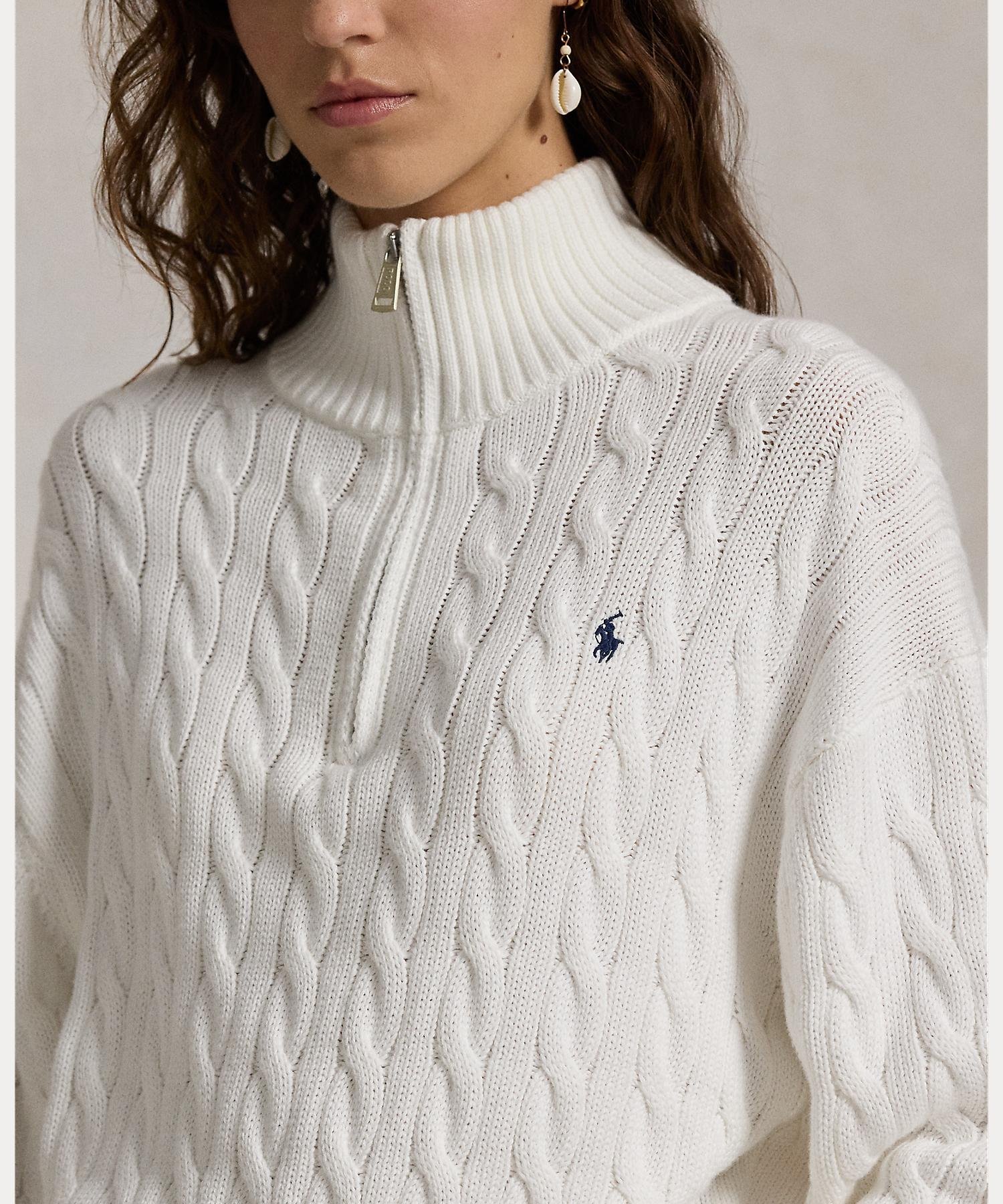 RALPH LAUREN｜ケーブルニット コットン クォータージップ セーター