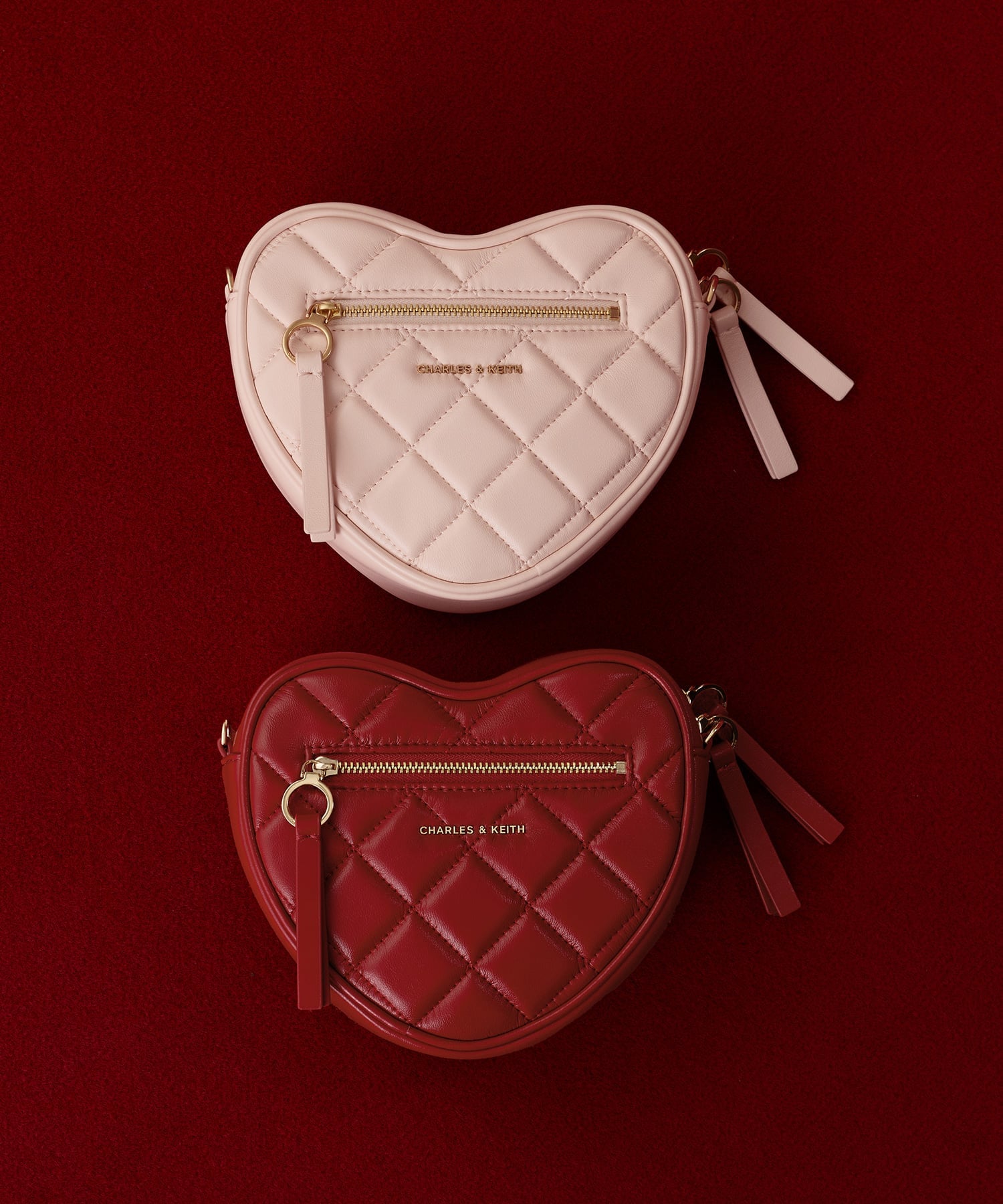 CHARLES & KEITH｜Paffuto パフート キルトハートクロスボディバッグ