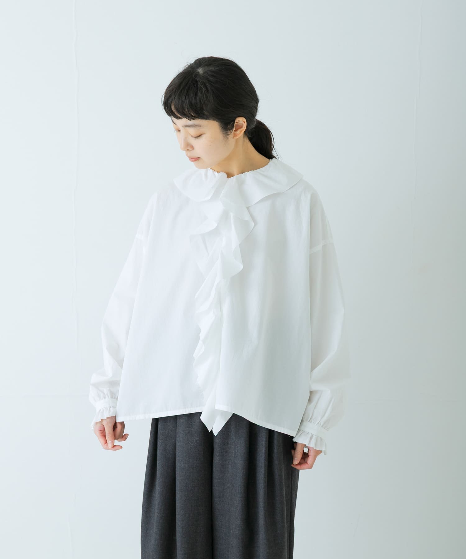 かぐれ｜コットンフリルカラーシャツ | Rakuten Fashion(楽天