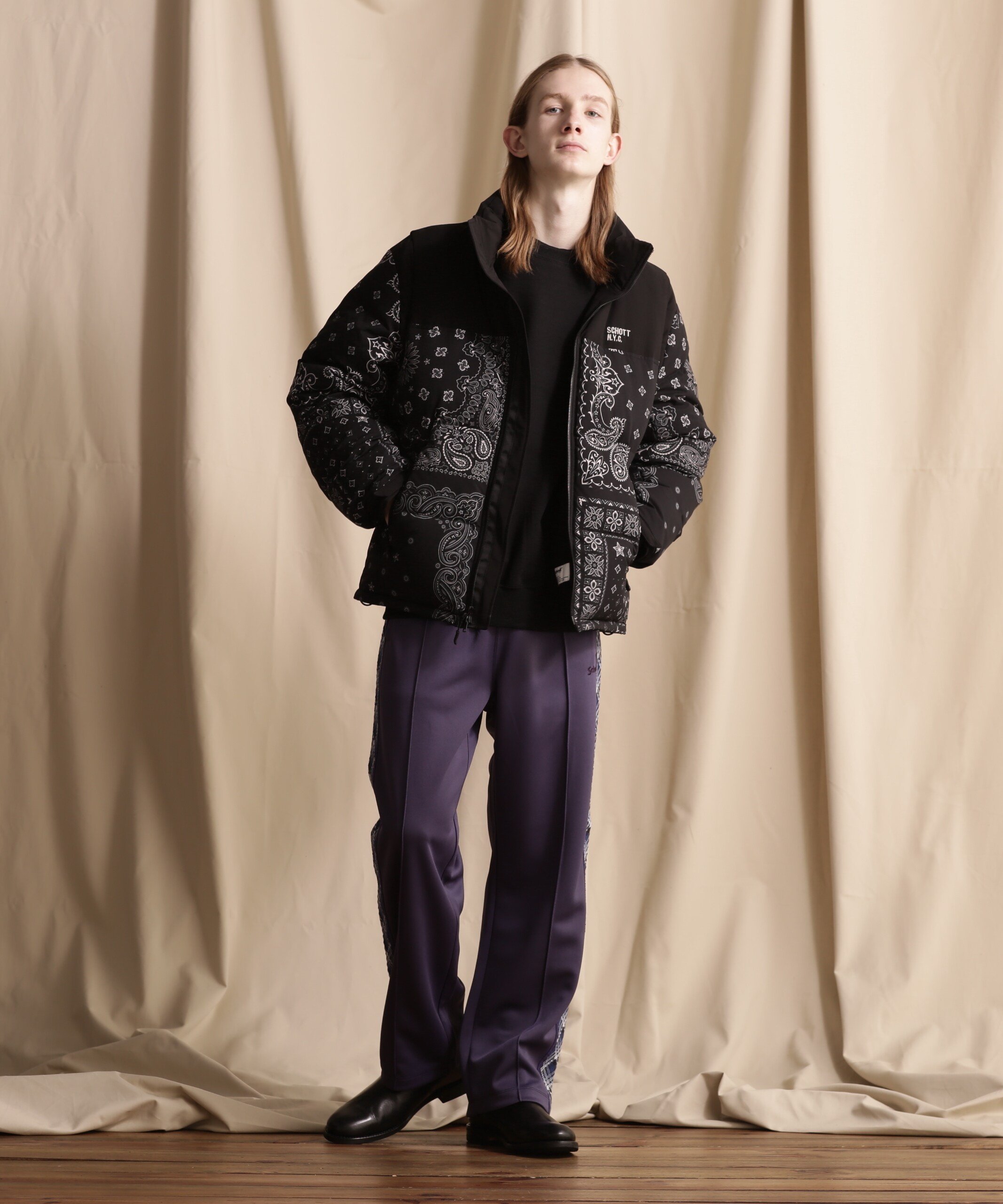 Schott｜2WAY 2TONE DOWN JACKET/2ウェイ 2トーン ダウンジャケット