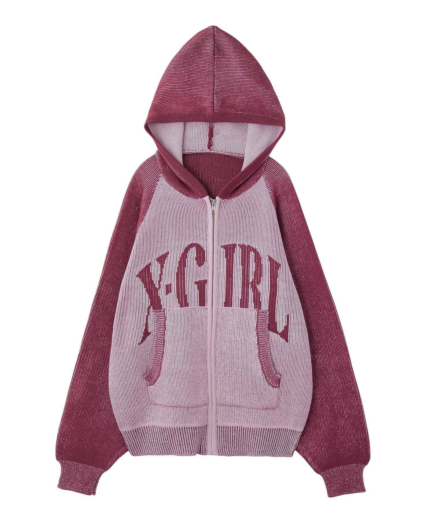 X-girl｜LOGO JACQUARD ZIP UP KNIT HOODIE | Rakuten Fashion(楽天
