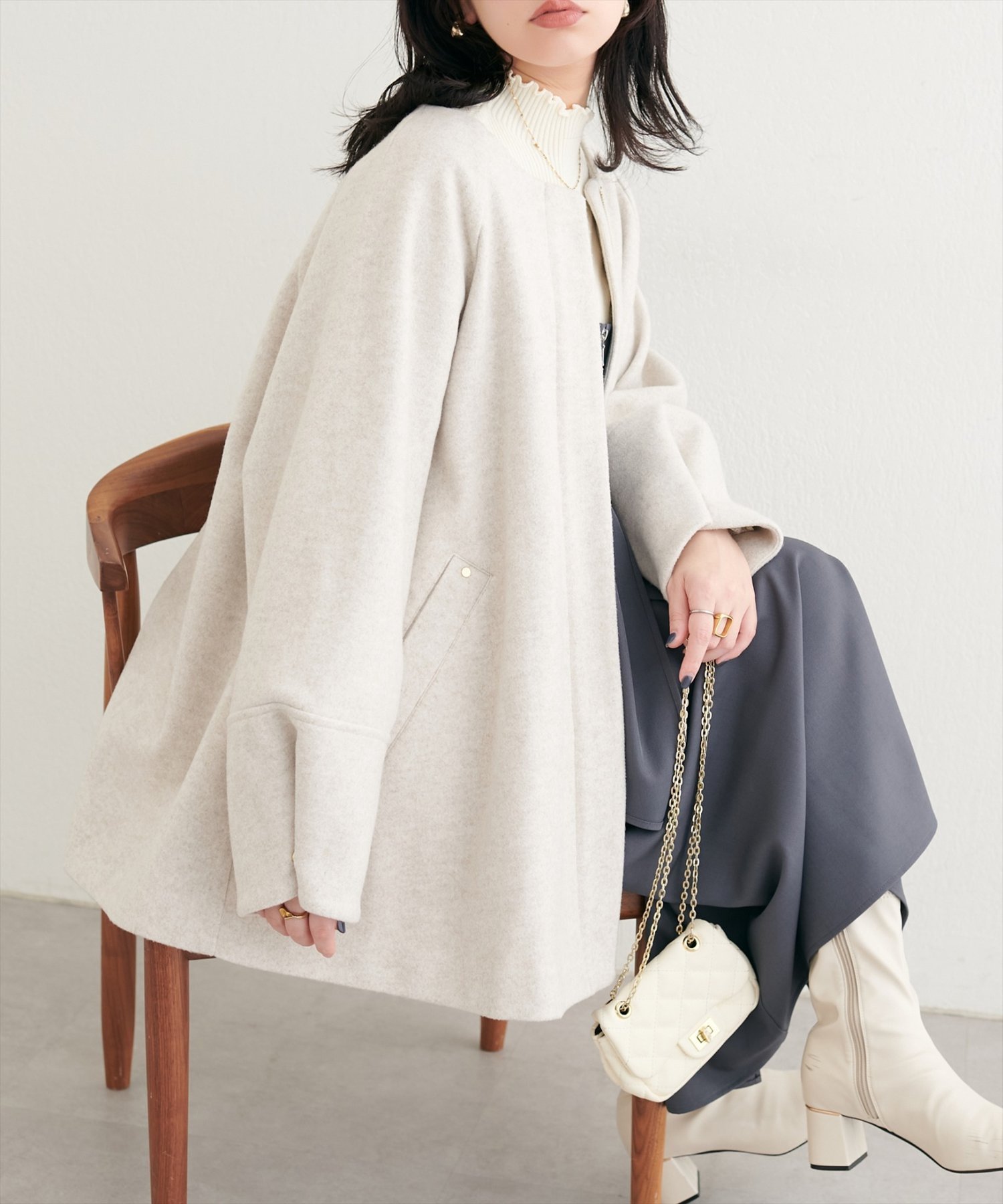 ナチュラルクチュール〈osono〉２WAYノーカラーコート natural couture ノーカラーコート コート 「osono」2WAYノーカラー