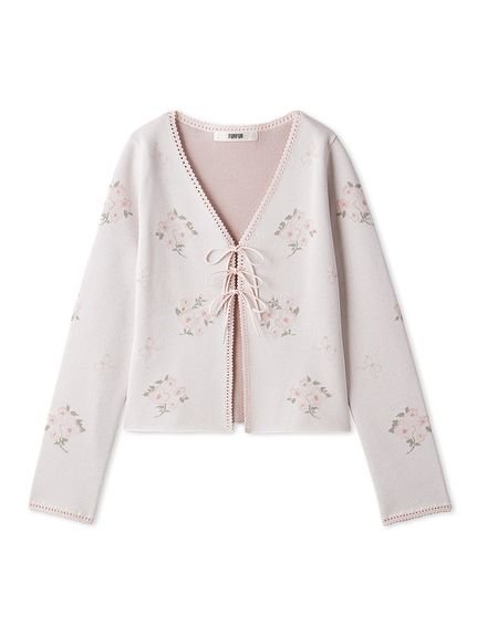 FURFUR｜フラワーリボンジャガードカーディガン | Rakuten Fashion