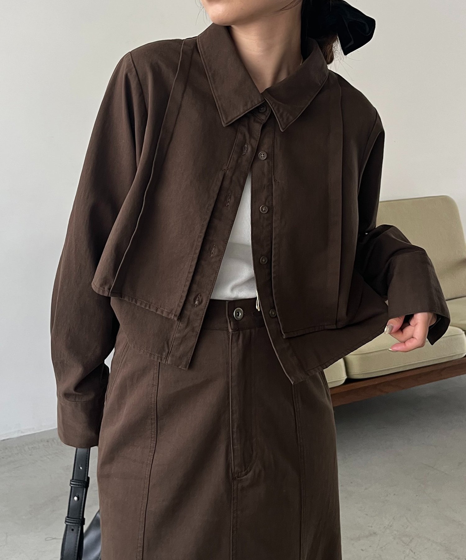 CAPRICIEUX LE'MAGE｜【セットアップ対応】コットンクロップシャツ