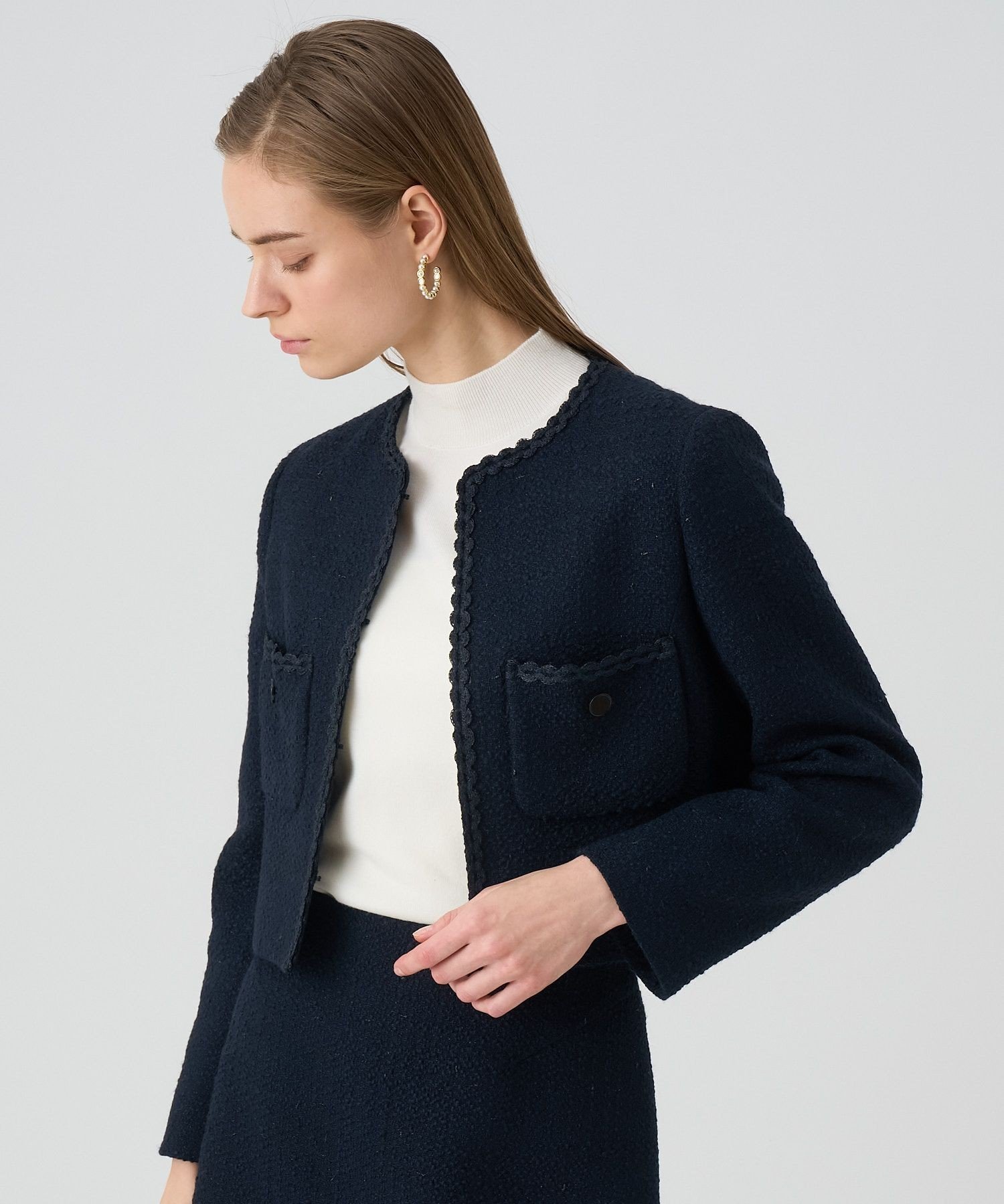 ANAYI｜【セットアップ対応商品】ラメスラブツイードショート