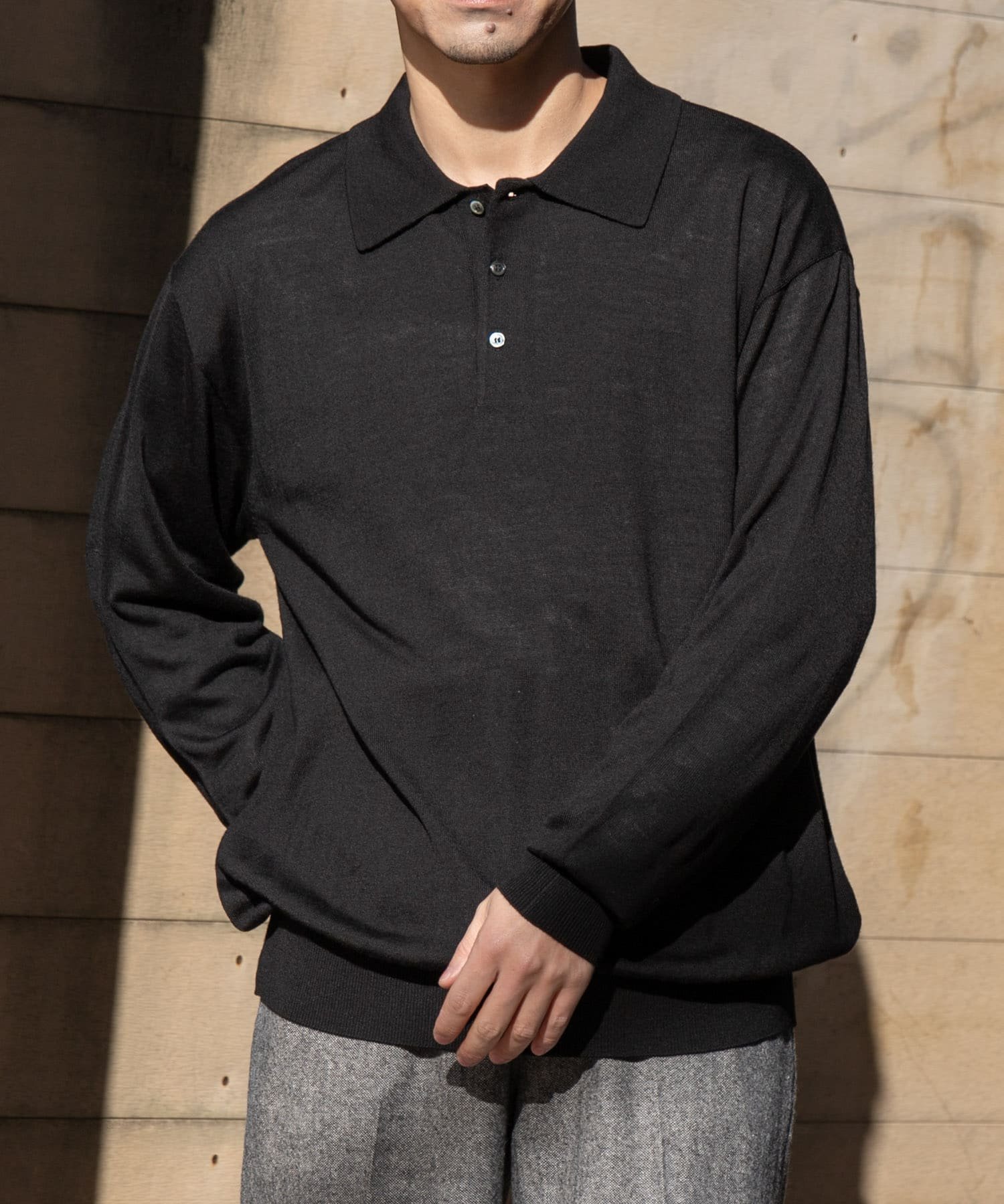 URBAN RESEARCH ROSSO｜イタリア糸メリノウールニットポロシャツ