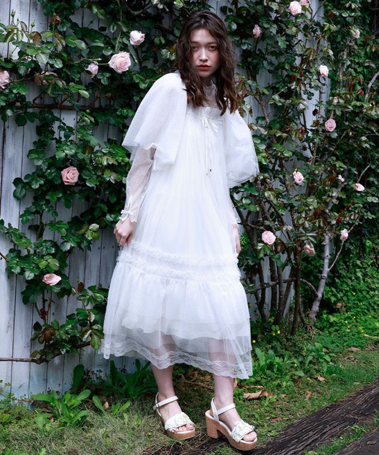 axes femme｜フレアスリーブチュールワンピース | Rakuten Fashion