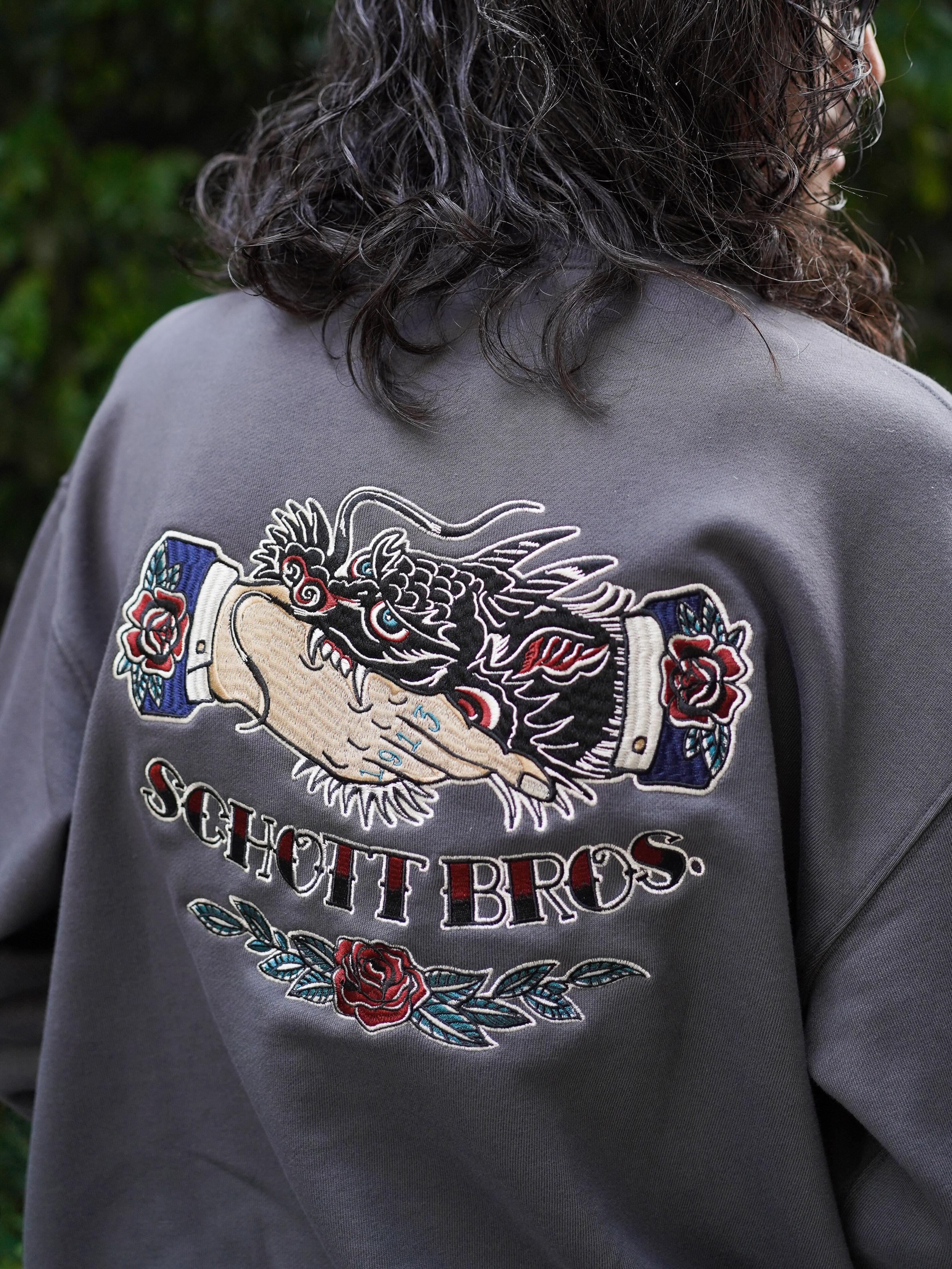 Schott｜CREW SWEAT SHAKE HAND DRAGON/クルースウェット シェイク