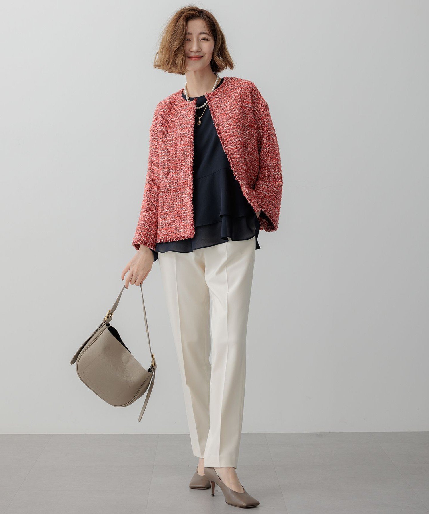 23区｜GIOLICA ノーカラー ツイード ジャケット | Rakuten Fashion