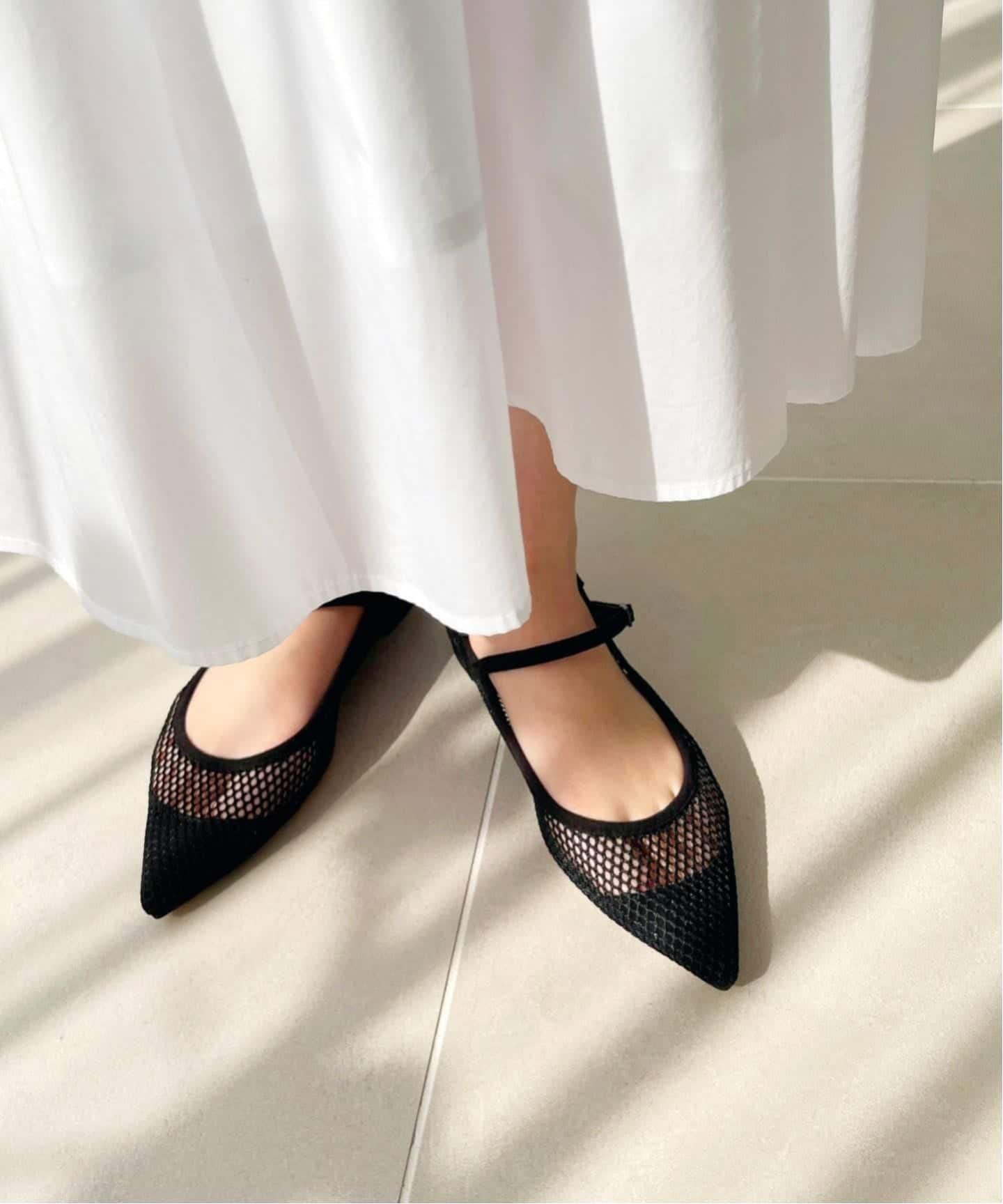 LE TALON｜《追加予約2》ポインテッドネットワンストラップフラット