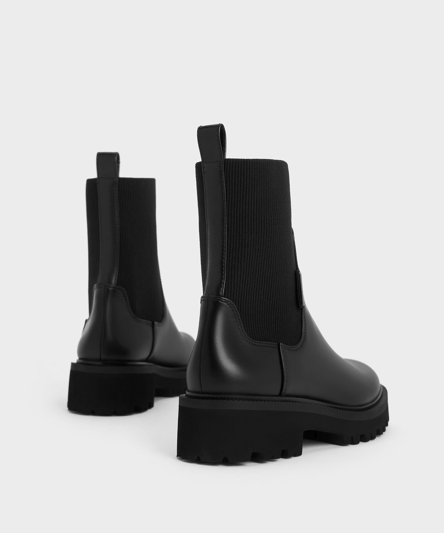 CHARLES & KEITH｜ニットソックス リッジッドソールチェルシーブーツ