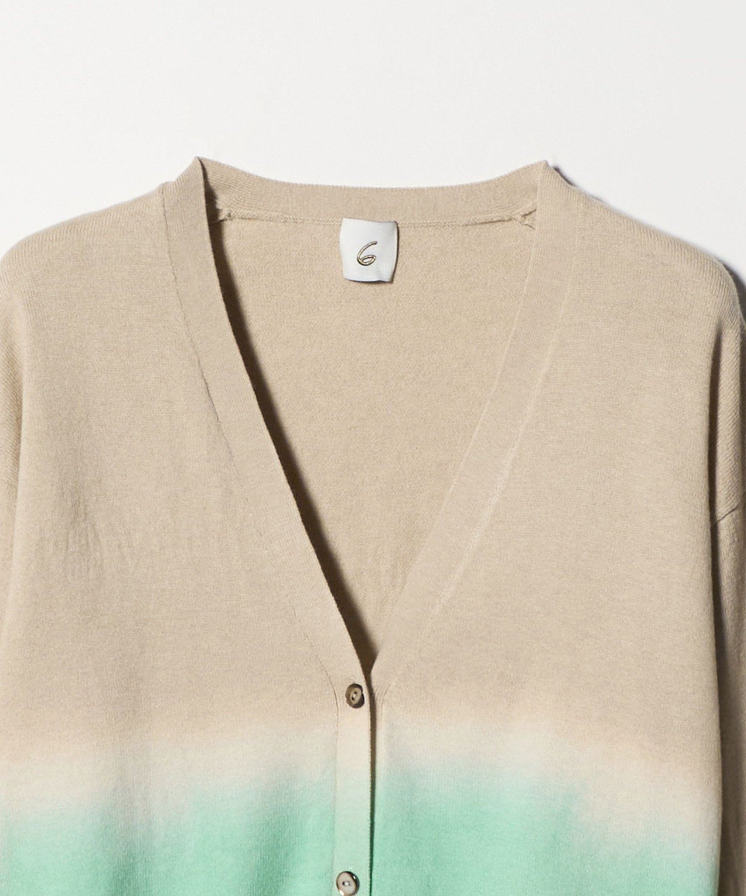 【完売】6 ROKUコットン ウール グラデーション ダイ カーディガン26SS 6(ROKU)＞コットン ウール グラデーション ダイ カーディガン