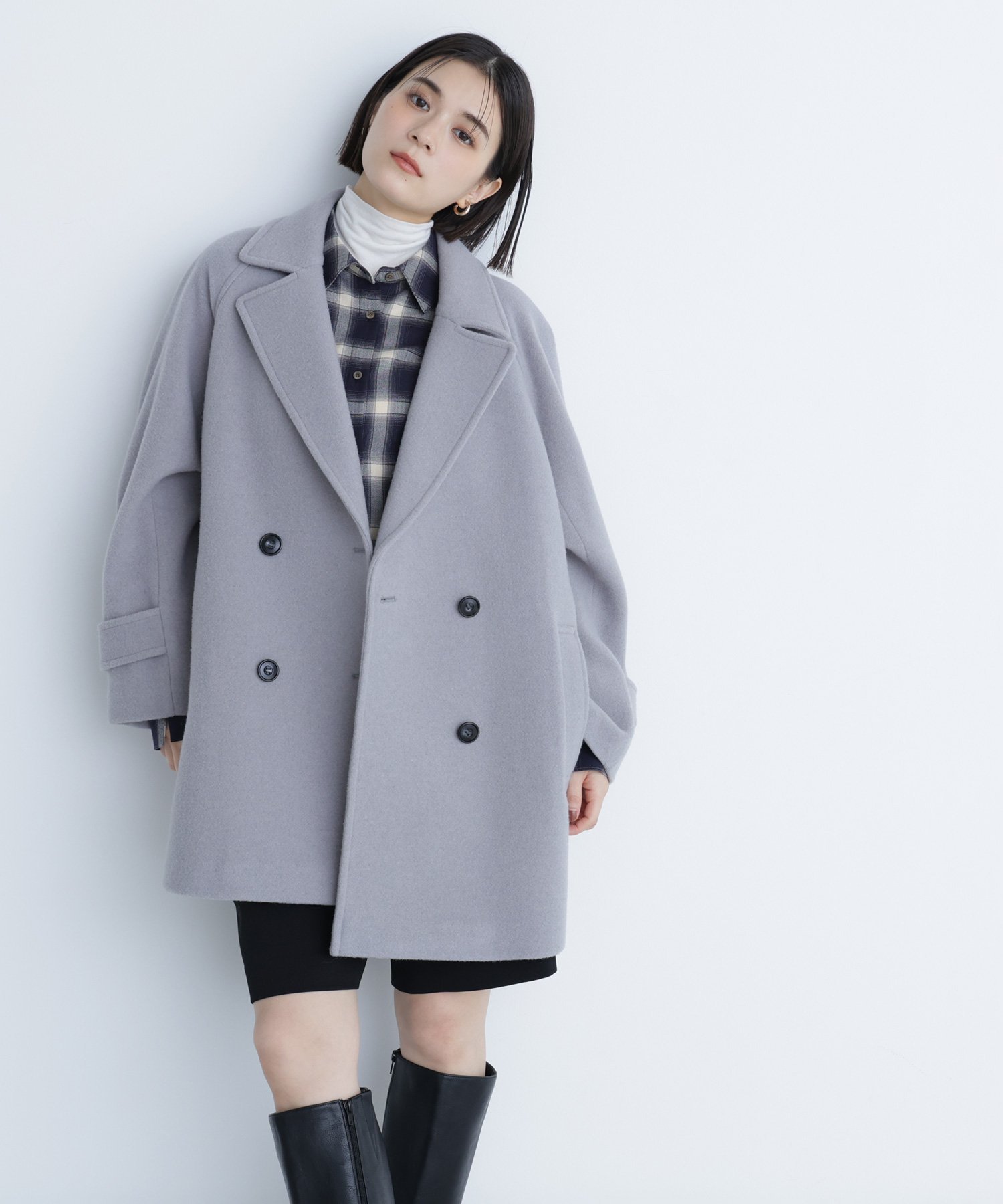 NATURAL BEAUTY BASIC｜ダブルブレストフォルムミドルコート | Rakuten