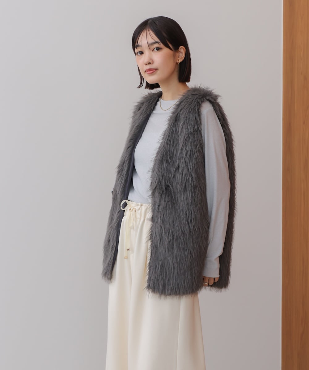 Bab / Bou Jeloud｜【WEB限定】フェイクロングフォックスファーベスト