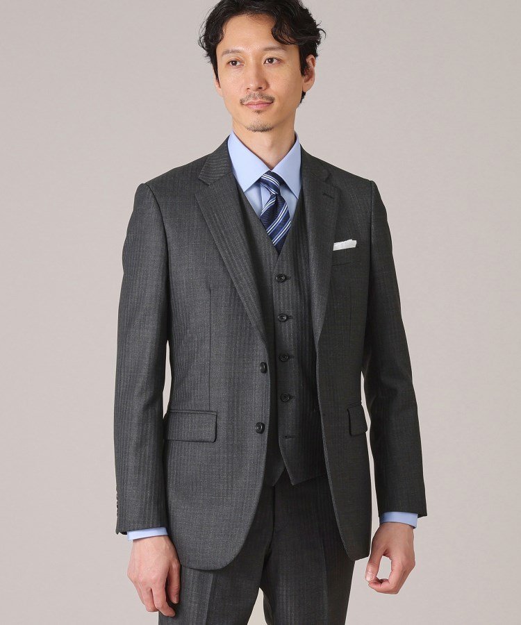 I238 M バーバリー モヘヤ混 シングル スーツ上下 ダークグレー メンズ