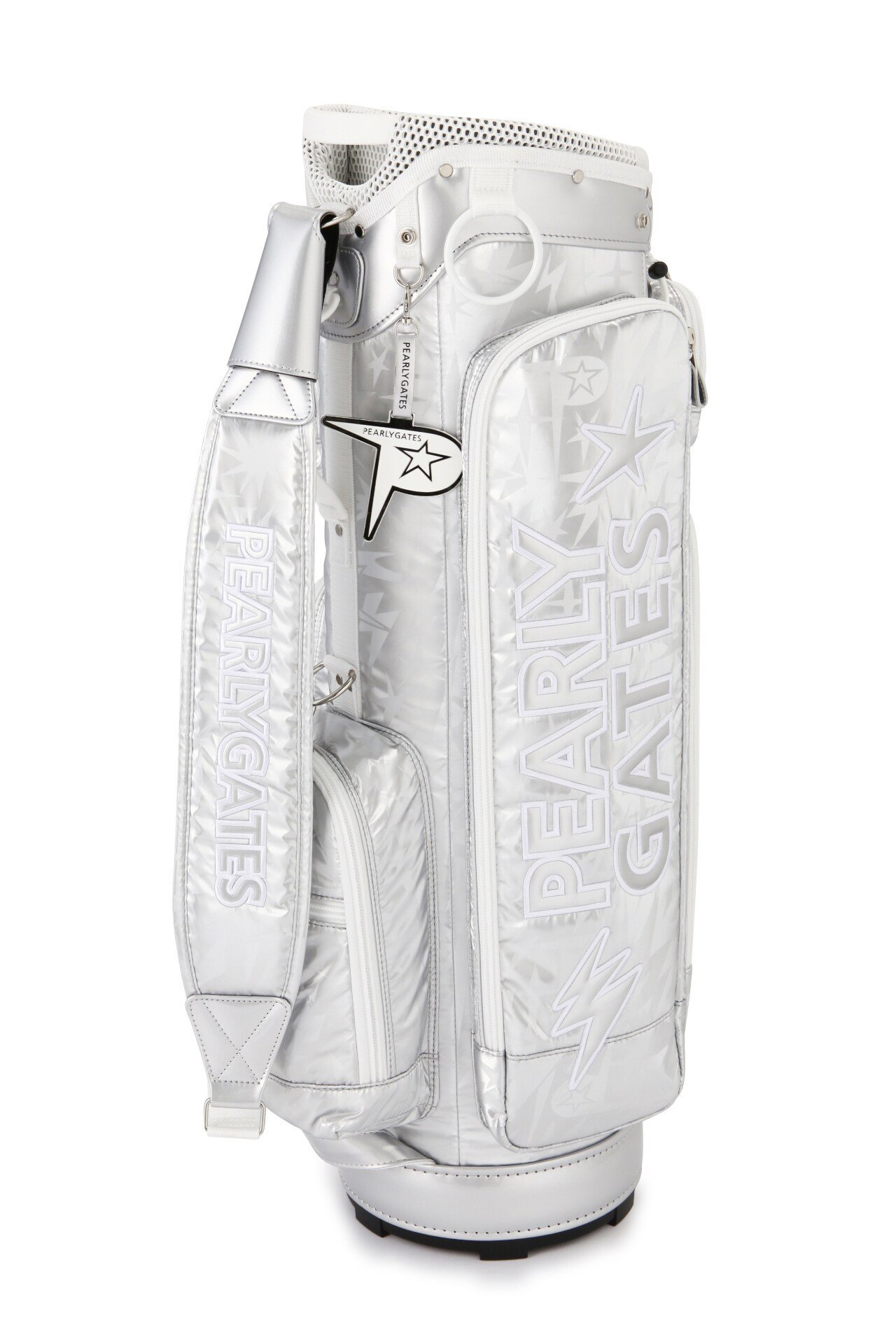 PEARLY GATES キャディバッグ ホワイト/シルバー　合成革 PEARLY GATES キャディバッグ ホワイト/シルバー 合成革 - メルカリ