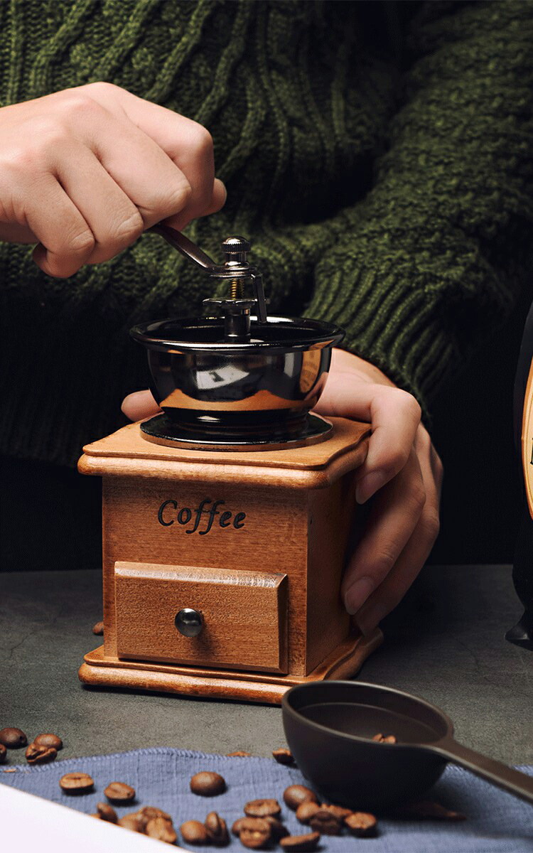 楽天市場】コーヒーミル 手挽き 復古式 手動 木製 アンティーク 家庭用