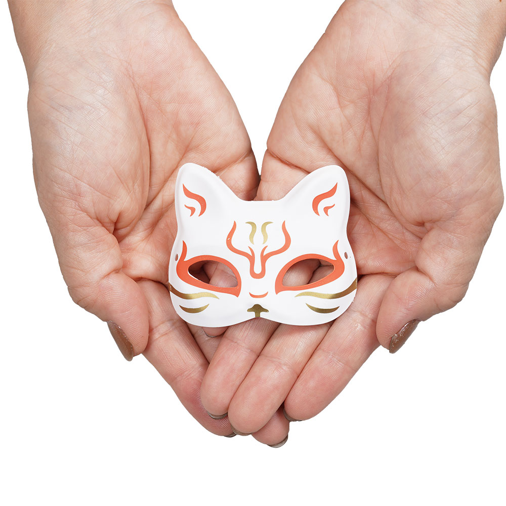楽天市場】＜メール便対象＞ミニお面 推祭 猫面 小サイズ オレンジ