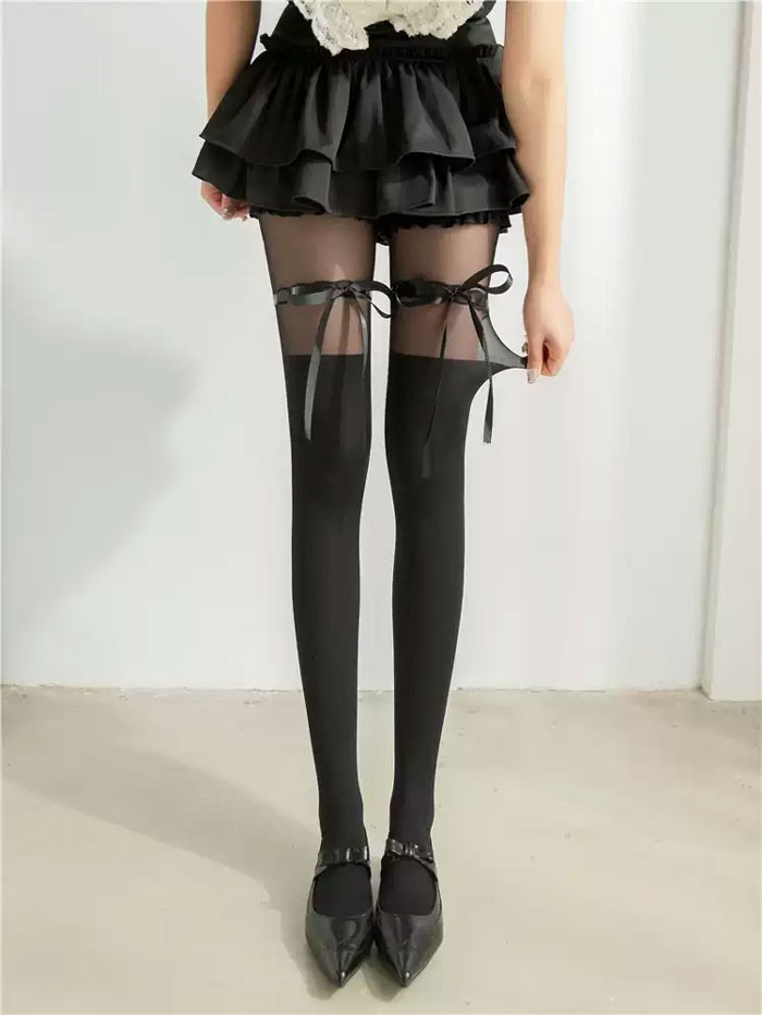楽天市場】【2足セット】 レース タイツ 白 ロリィタ リボン タイツ
