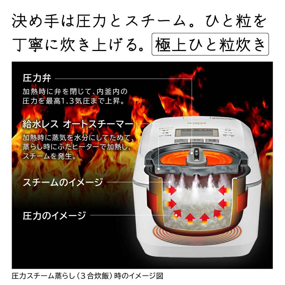 楽天市場】日立 IHジャー炊飯器 5.5合炊き RZ-V100FM 圧力＆スチーム