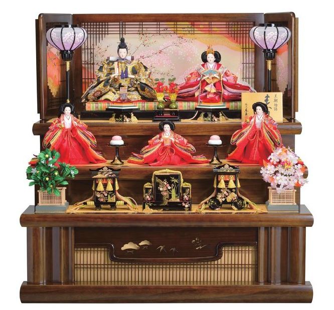 楽天市場】送料無料 東玉 雛人形 衣装着五人揃い 木製三段飾り 【梅日