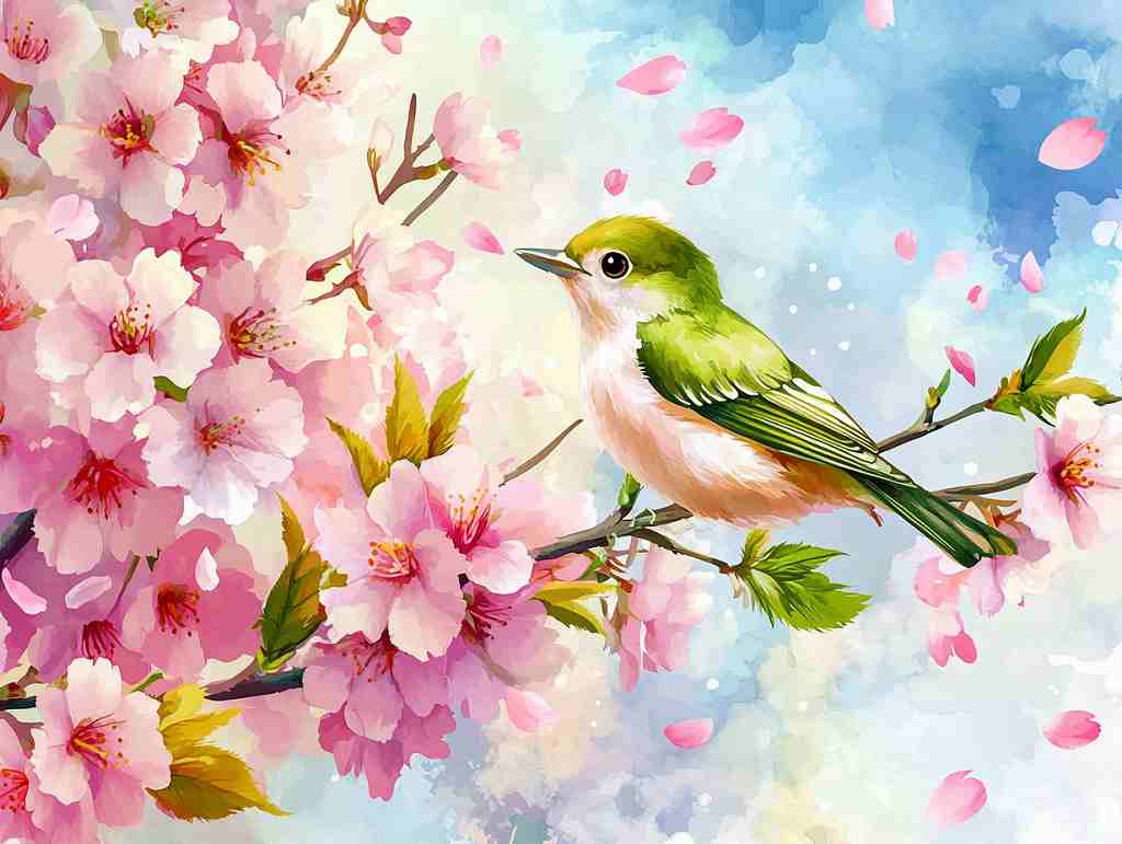 楽天市場】ダイヤモンドアート キット 桜と鶯 春の訪れ 四角ビーズ 丸