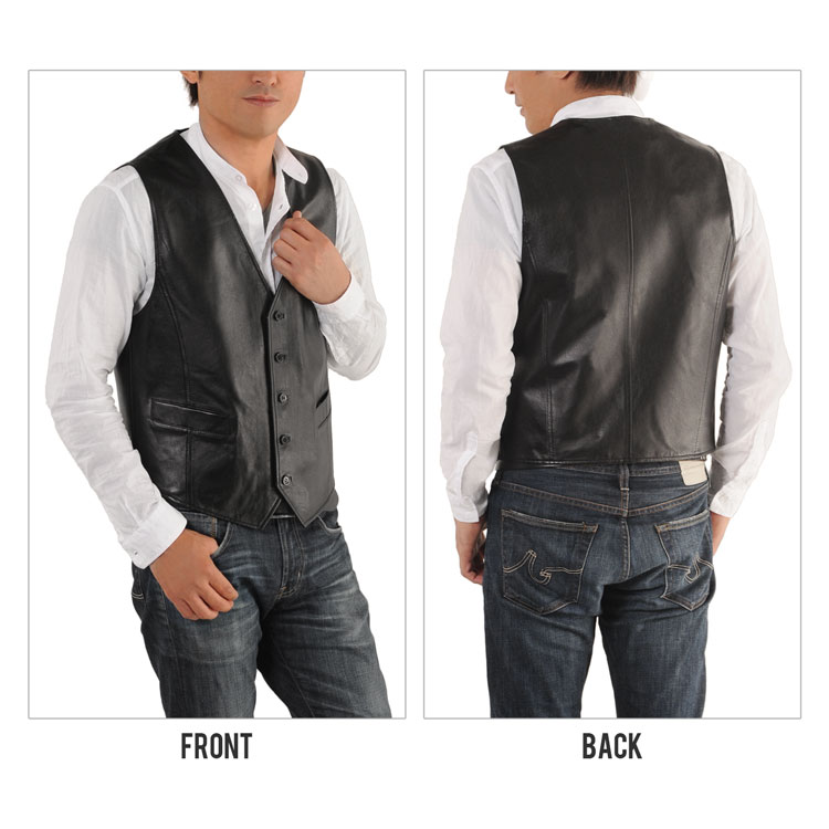 楽天市場】ラムレザー ベスト メンズ 紳士用 レザーベスト メンズ