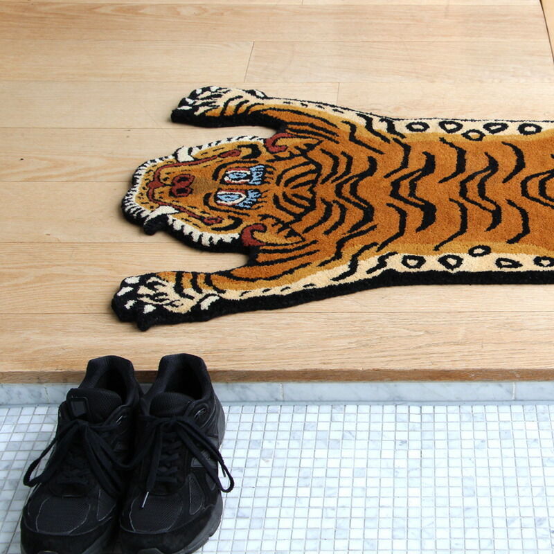 楽天市場】チベタンタイガーラグ DTTR-01 イエロー 青目 Mサイズ