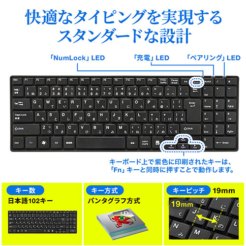 楽天市場】静音 ワイヤレスキーボード キーボード ミニキーボード 日本