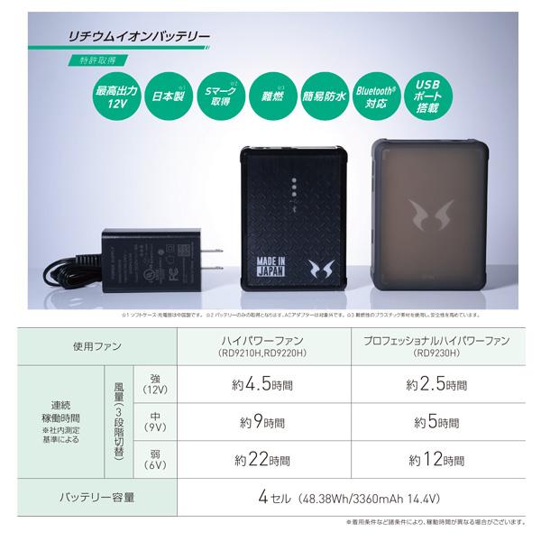 楽天市場】【2024年12V】RD9291J 空調風神服リチウムイオンバッテリー