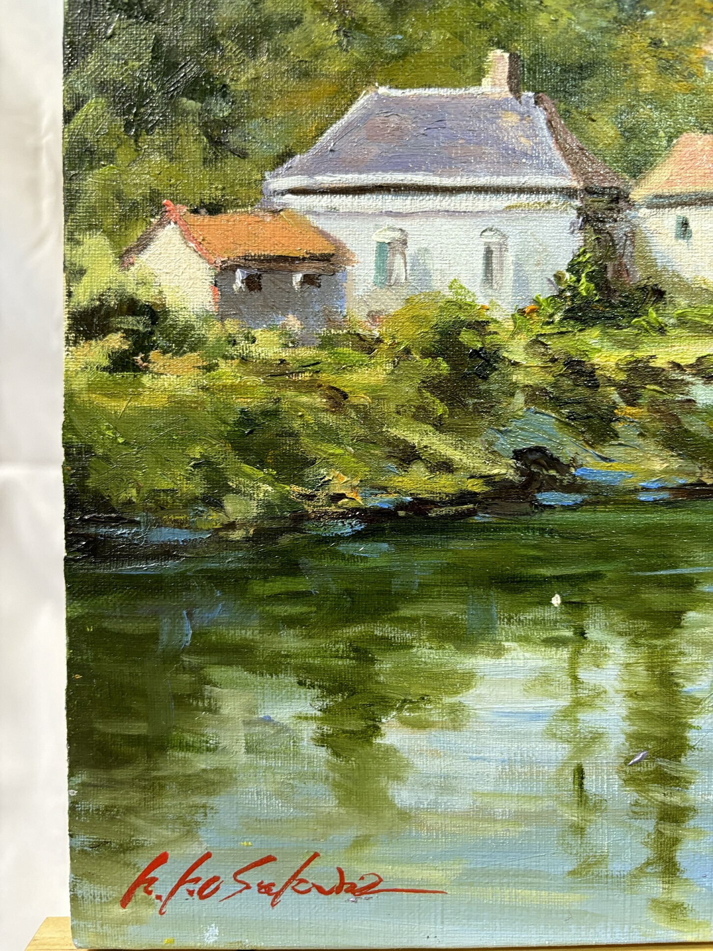 楽天市場】絵画 油絵 ロワール川畔 F8 日下部寛 直筆 8号 額装 額入り