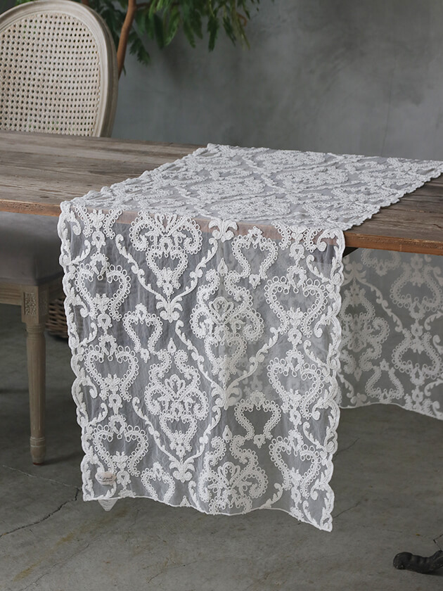 楽天市場】テーブルランナー オフホワイト 50x160cm Chez moi