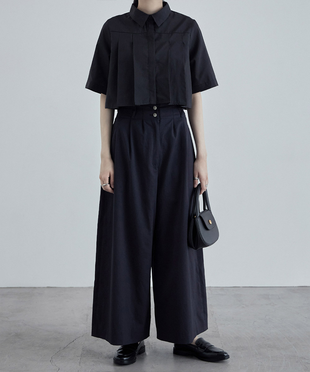 楽天市場】タックプリーツクロップドシャツ トップス 半袖 シャツ