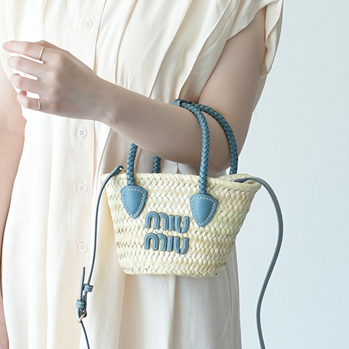 楽天市場】MIU MIU ミュウミュウ バッグ かごバッグ ラフィア ミニかご
