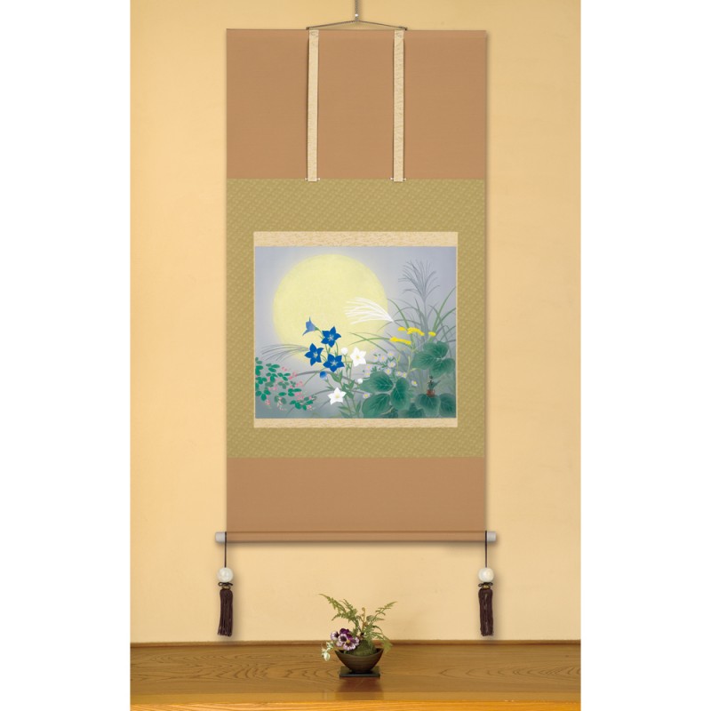 楽天市場】絹本 肉筆画 軸装 「 満秋 」 135×73cm 掛軸 日展入選画家