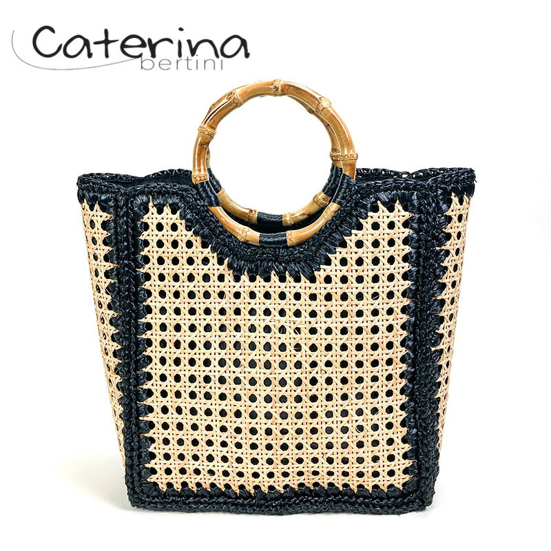 楽天市場】【送料無料】かごバッグ バンブーハンドル バイカラー