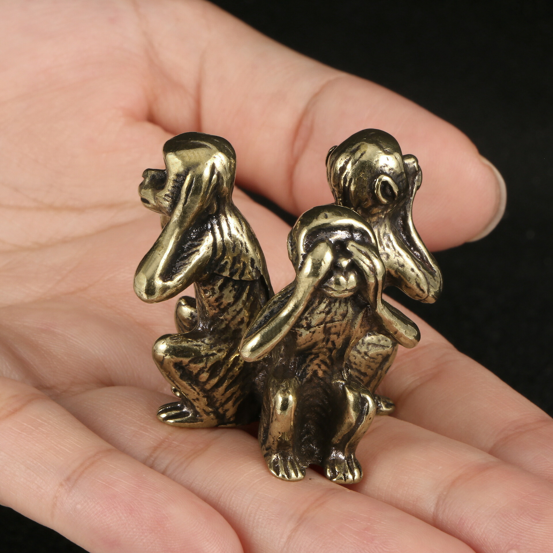 楽天市場】ヴィンテージ 無垢銅 三猿 茶ペット ブロンズ 彫刻家 装飾