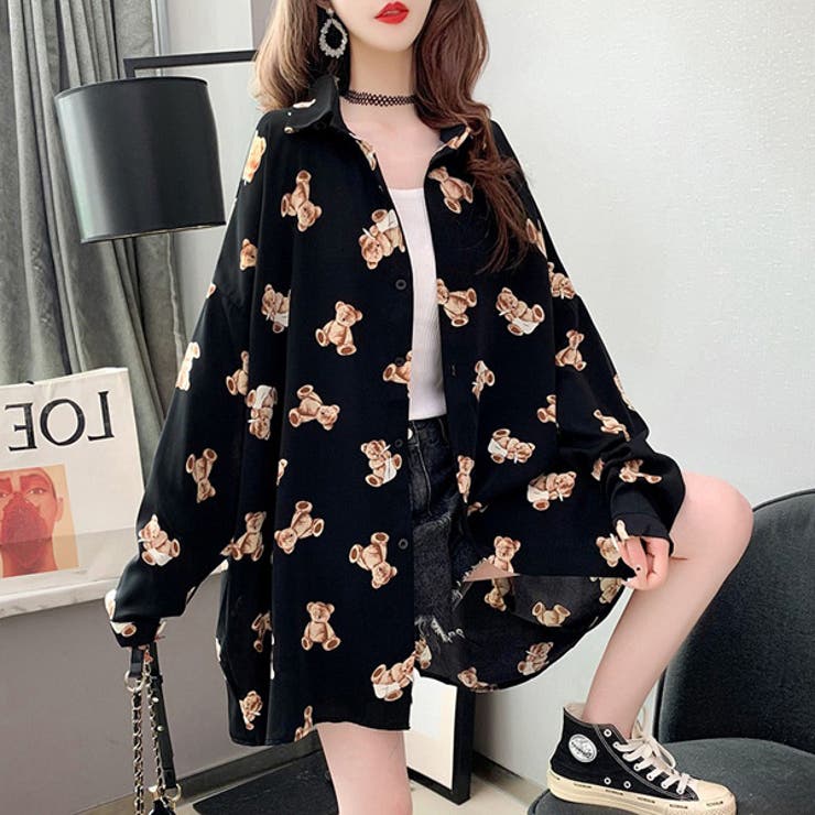 楽天市場】Decorative 柄シャツ くま柄 BEAR柄 長袖 シャツ ベビー