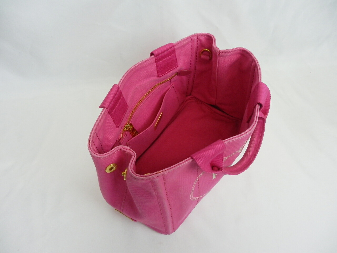 PRADA ピンク キャンバス ショルダーバッグ プラダキャンバス